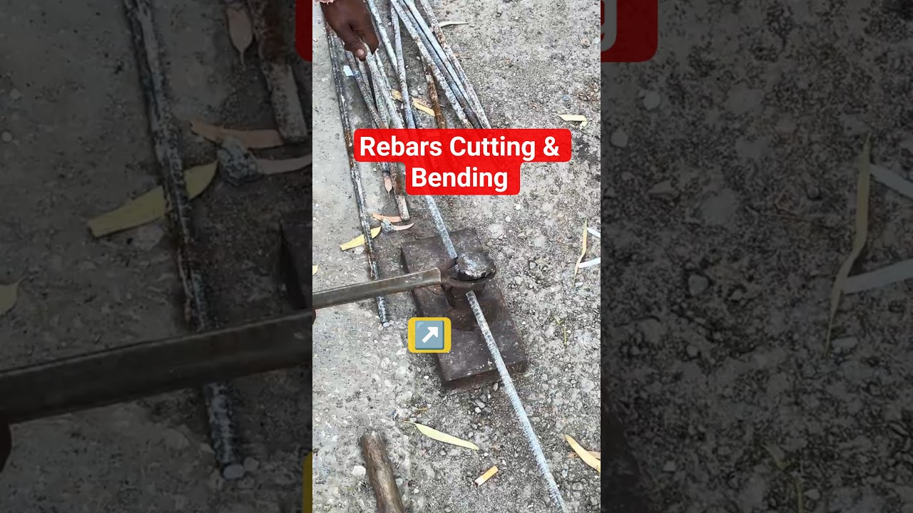 🔥 Craftsmanship 💪Steel fixers using big hammers to cut and shape rebar