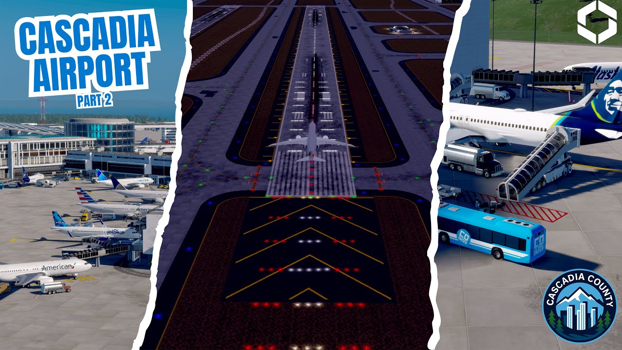 SeaTac Inspired Airport Build Pt.2 – Detailing, Runways & Lighting | Cities Skylines 2