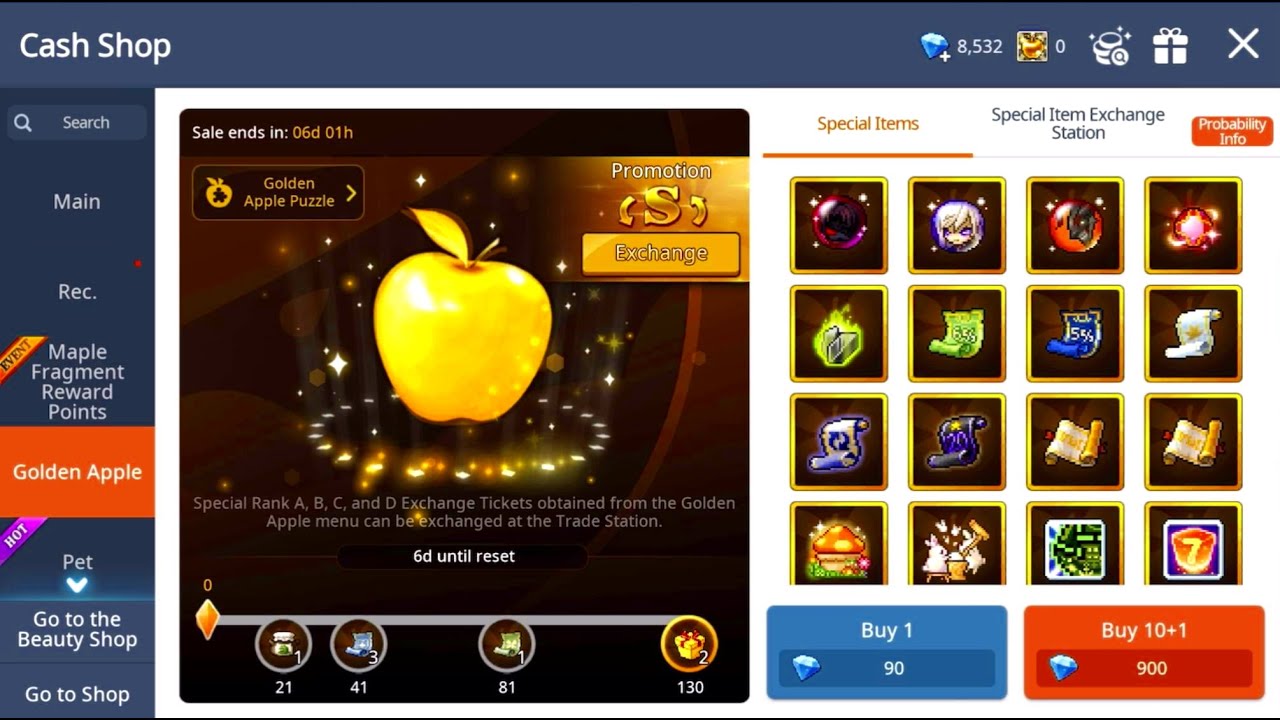Maplestory M - Golden Apple Pulls / Absolab, Chaos, Inherit Attempts