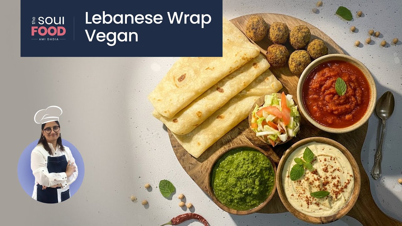 Vegan Lebanese Wrap at Home | Falafel Wrap with Hummus & Green & red Chutney 