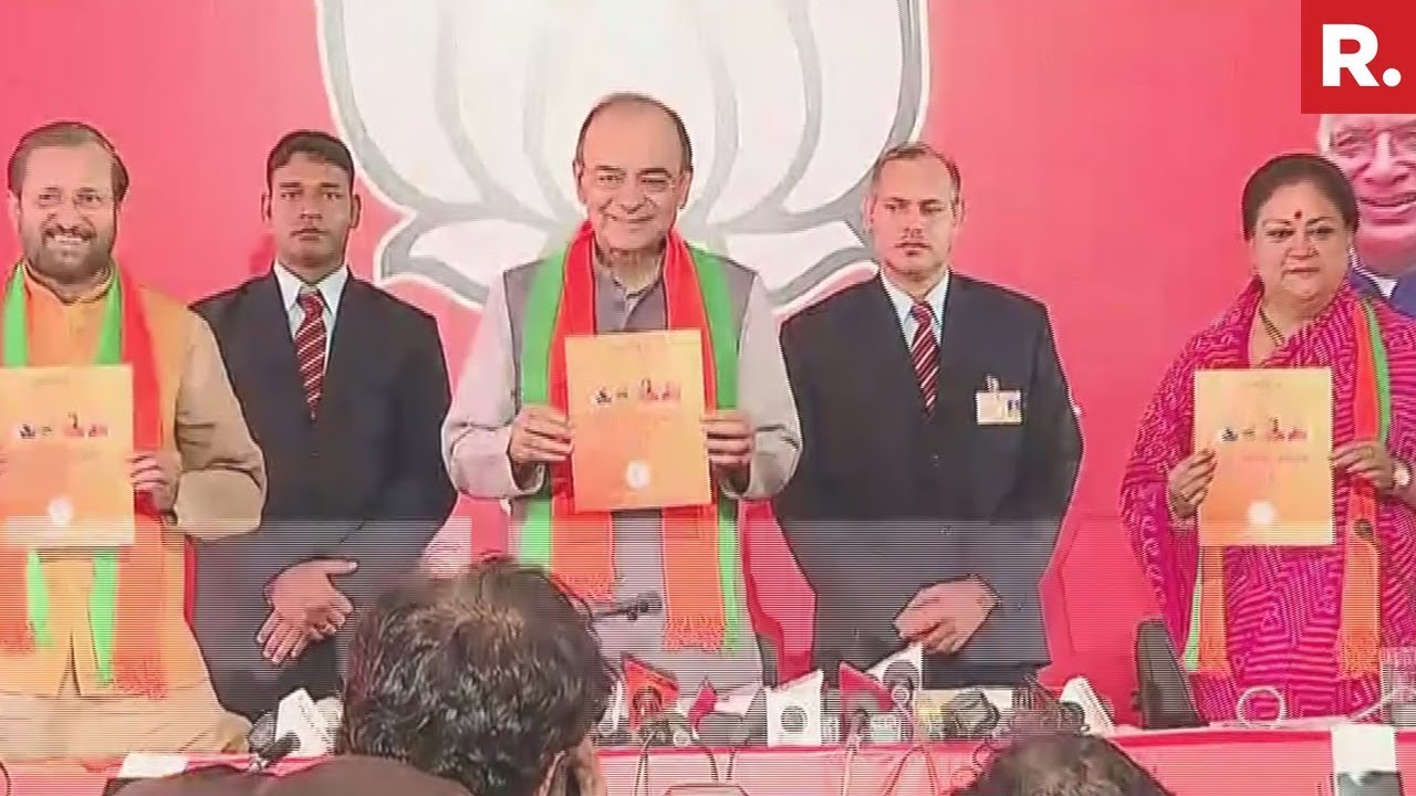 Finance Minister Arun Jaitley Releases BJP's Rajasthan Manifesto