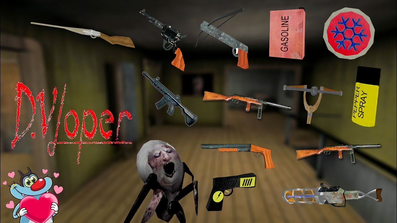 All Weapons in Dvloper Games | Granny, Granny 2, Granny 3, The Twins With Oggy and Jack