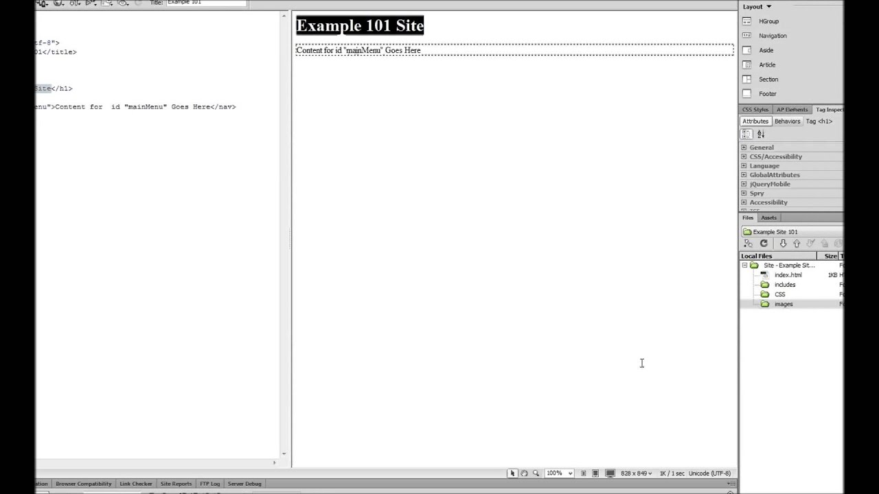 Dreamweaver CS6 HTML Page Structure