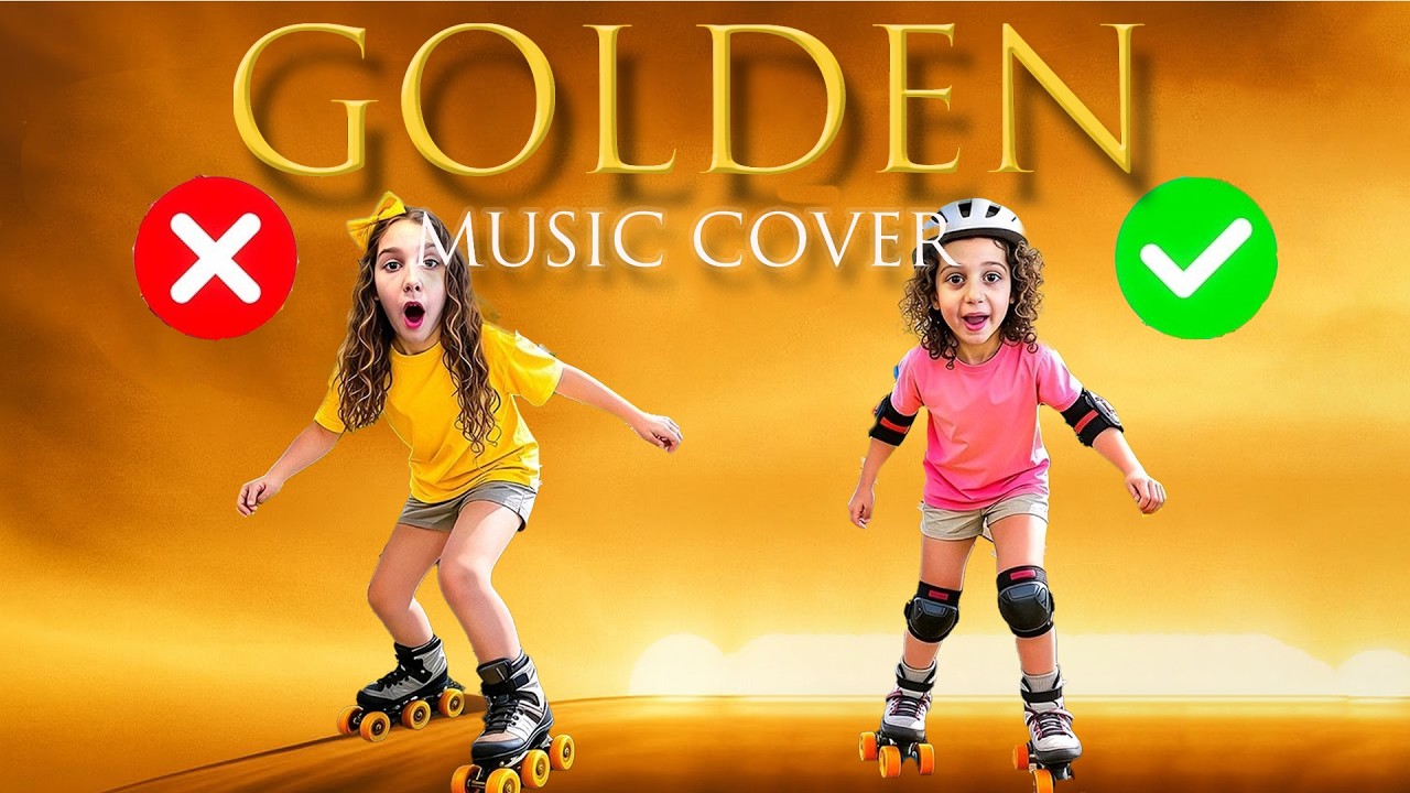 GOLDEN x Sierra & Rhia FAM-Kids Learn safety rules when riding Roller Blades (Official Music Cover)