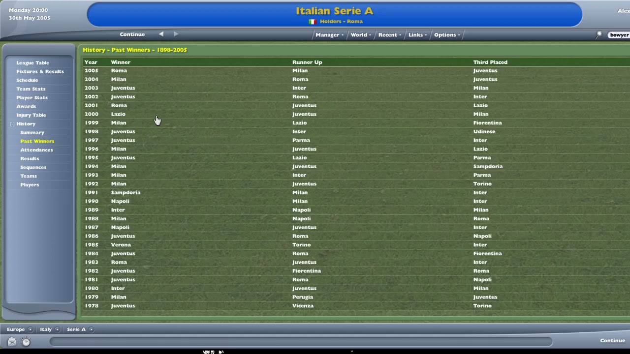 Football Manager 2005 (Running on Windows 10)