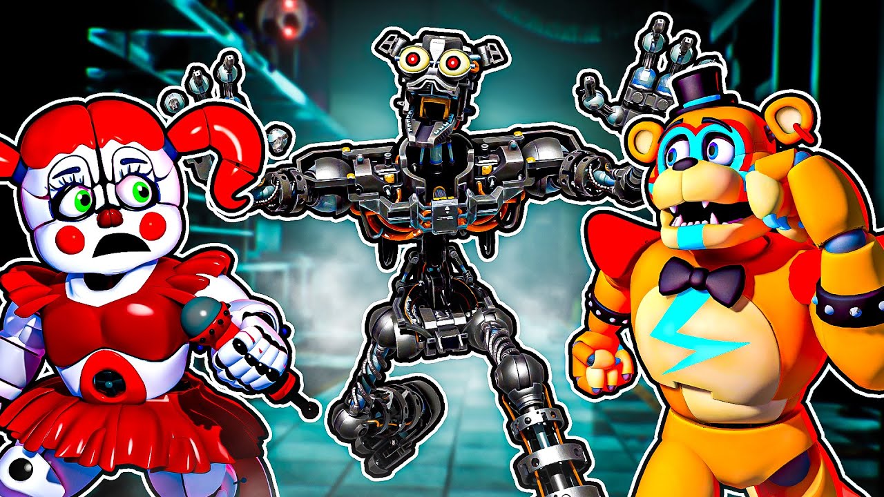 ESCAPING the ENDOSKELETONS in Security Breach with Circus Baby and Glamrock Freddy