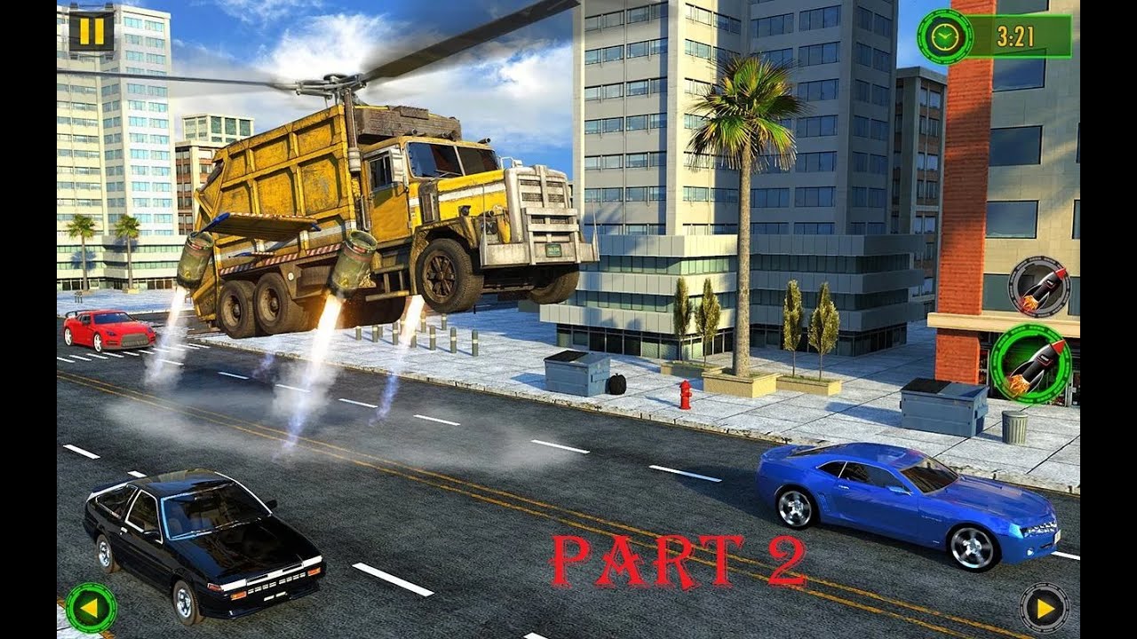 Flying Garbage Truck, Dump Truck Driving Simulator. Android gameplay #2.Android Gameplay