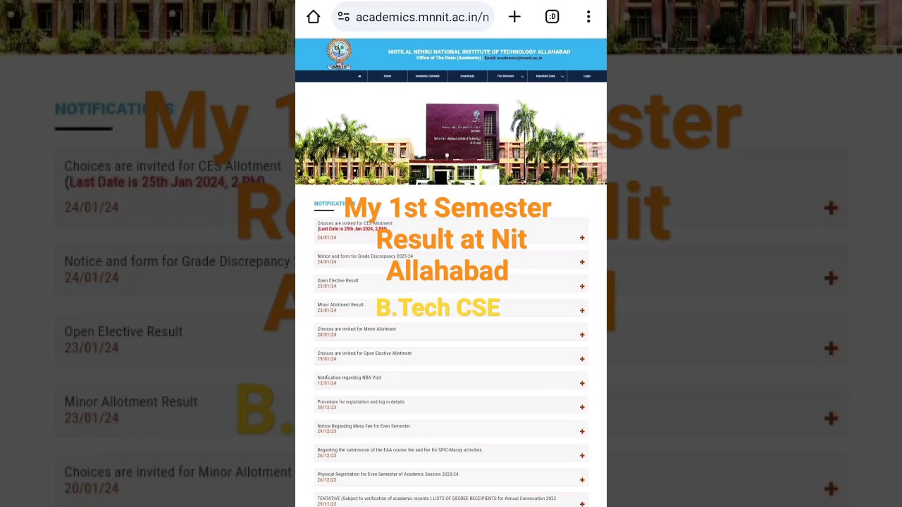 My B Tech 1st Semester Result at Nit Allahabad#nit #iit #jeemains #btech #cse #shorts #ytshorts #pw