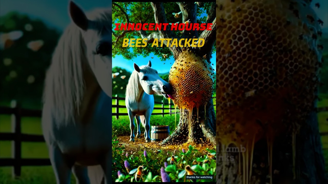 BEES ATTACKED ON HORSE 🐎 || EMOTIONAL STORY #horse  #bees  #animated  #emotional  #shorts