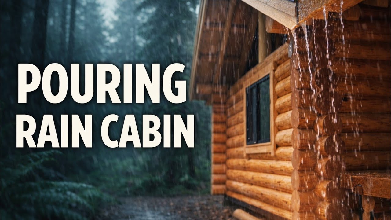 Heavy Rain at Forest Cabin 🌧️ Cozy Log Cabin Ambience for Deep Sleep (3 Hours)😴