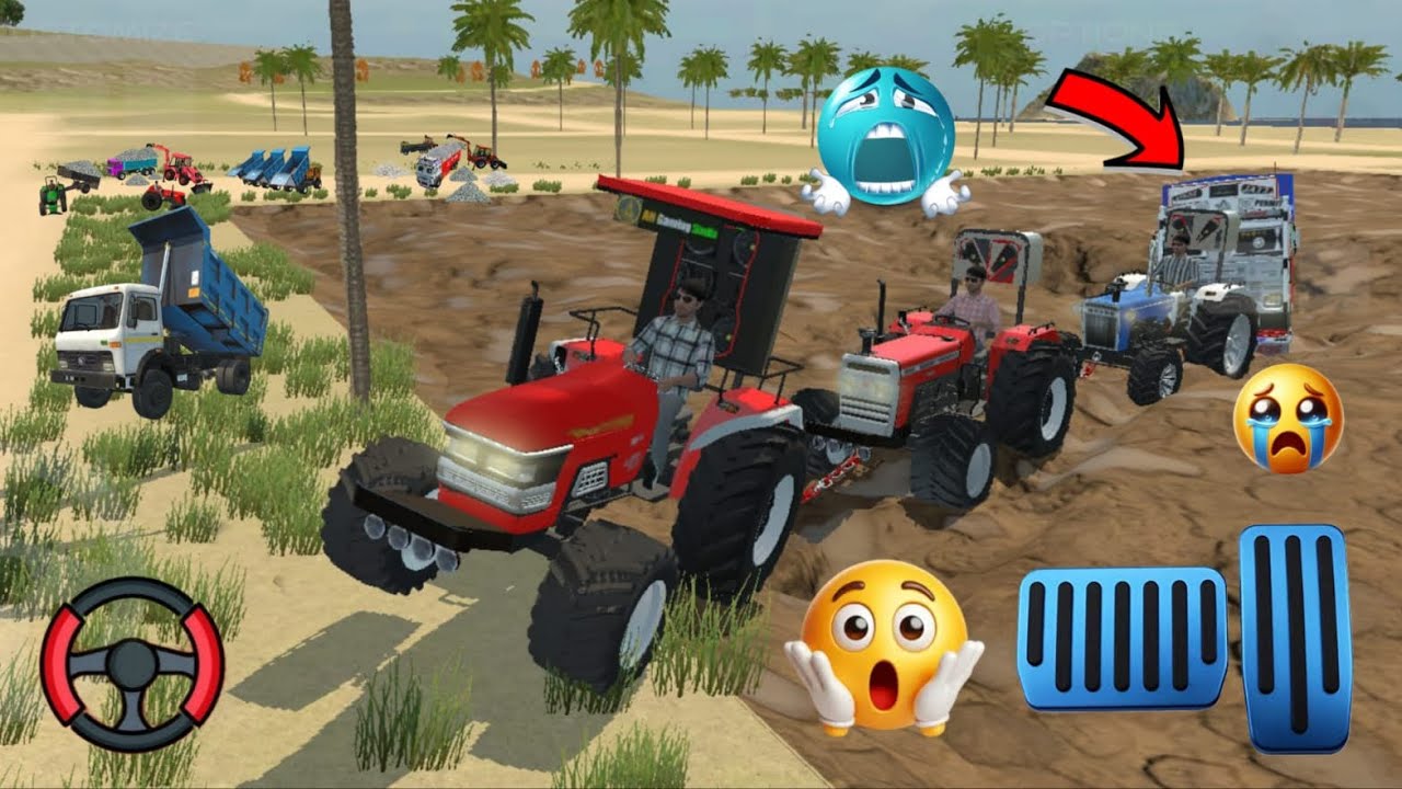 Truck stuck mud in tractor truck and rescue in the truck #indianvhiclessimulator3d 