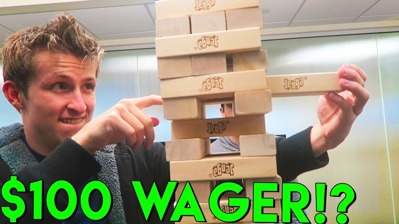 THE 100$ GIANT JENGA WAGER CHALLENGE!?