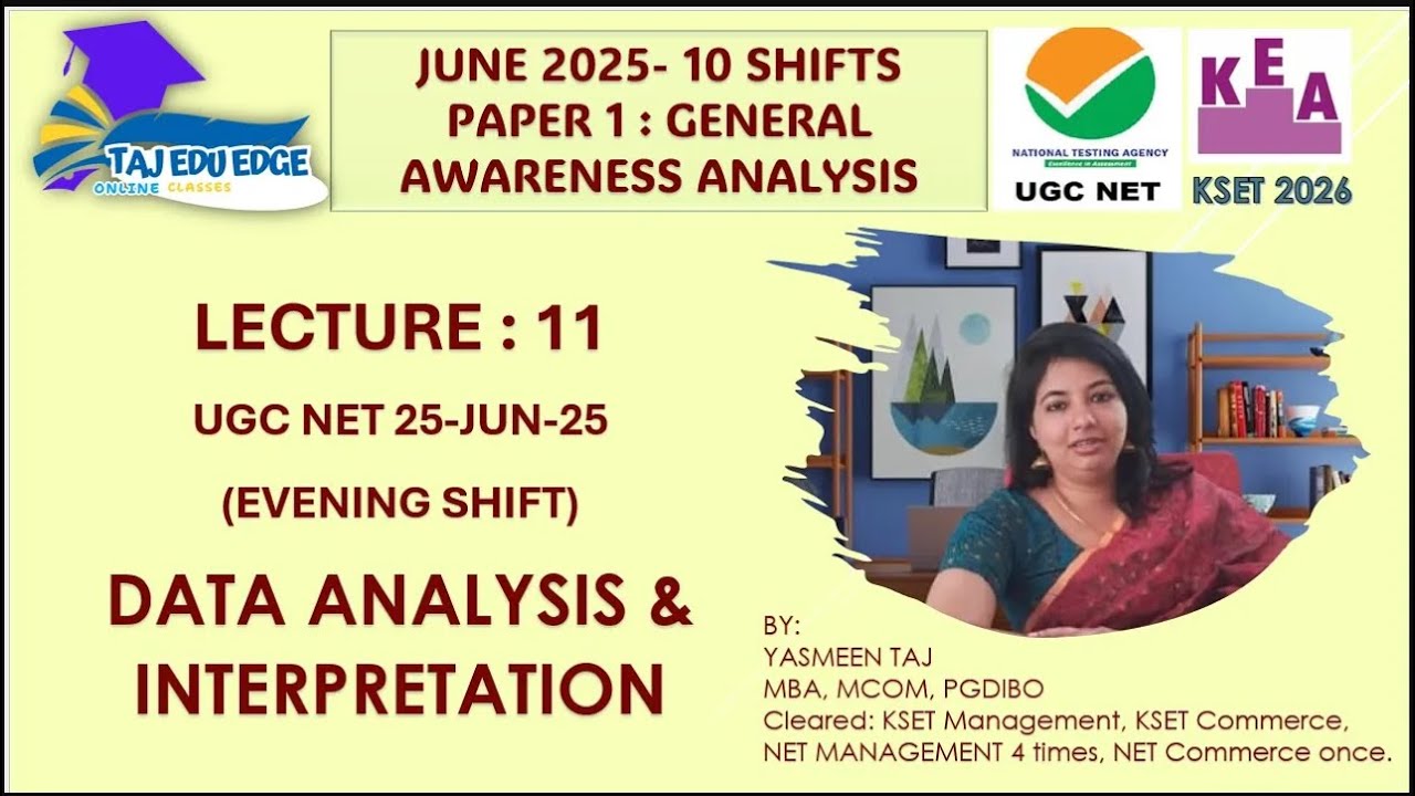 Lecture 11: UGC NET 25-JUN-25(EVENING SHIFT)-DATA ANALYSIS & INTERPRETATION