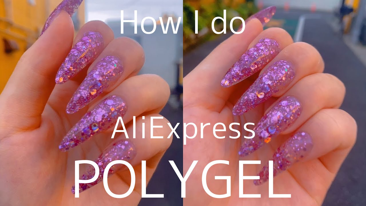 aliexpress【POLYGEL】簡単&時短✨３３８円でロングキラキラネイル！