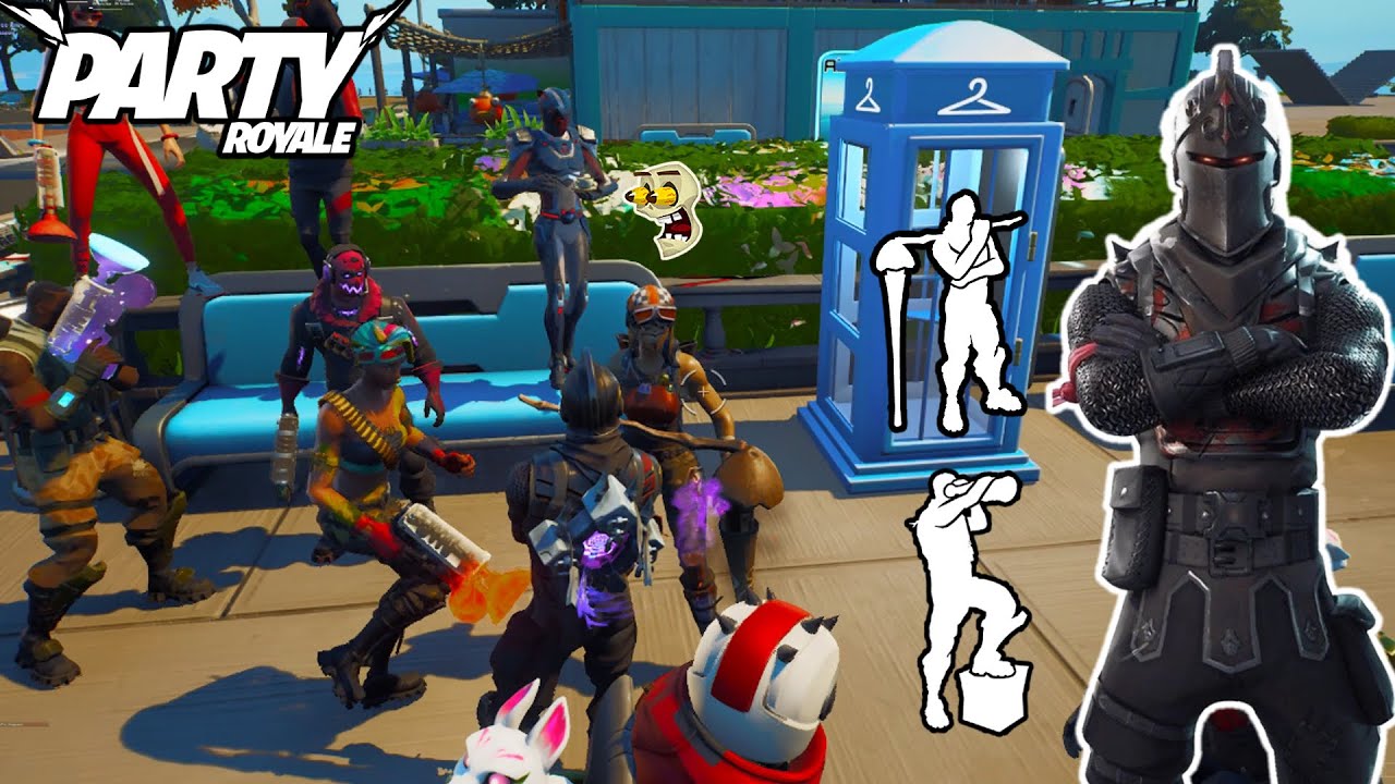 Reactions To Black Knight Skin Flexing The RAREST Emotes! (Party Royale)