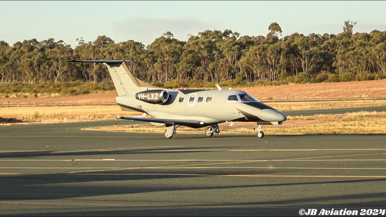 Embraer Phenom 100 Landing and Night Takeoff at Bendigo Airport