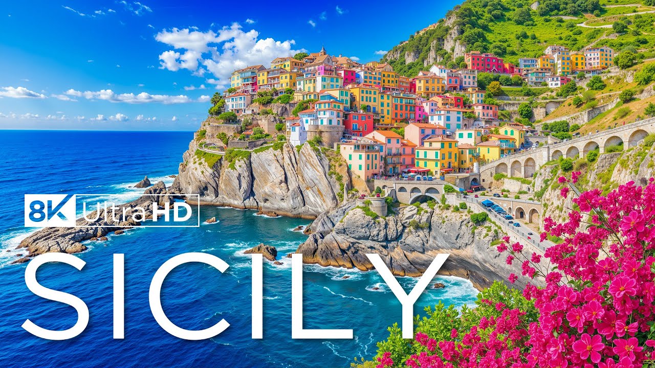 Сицилия, Италия 8K - вид с воздуха на самый красивый остров Средиземноморья