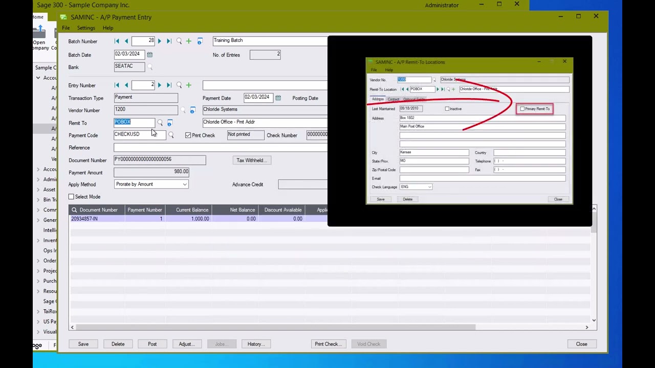 Sage 300 Accounts Payable AP Payments Overview