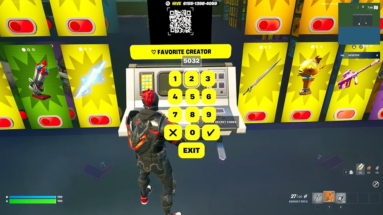 ALL SECRETS CODE 1V1 WITH EVERY GUN  6155-1398-4059 Fortnite