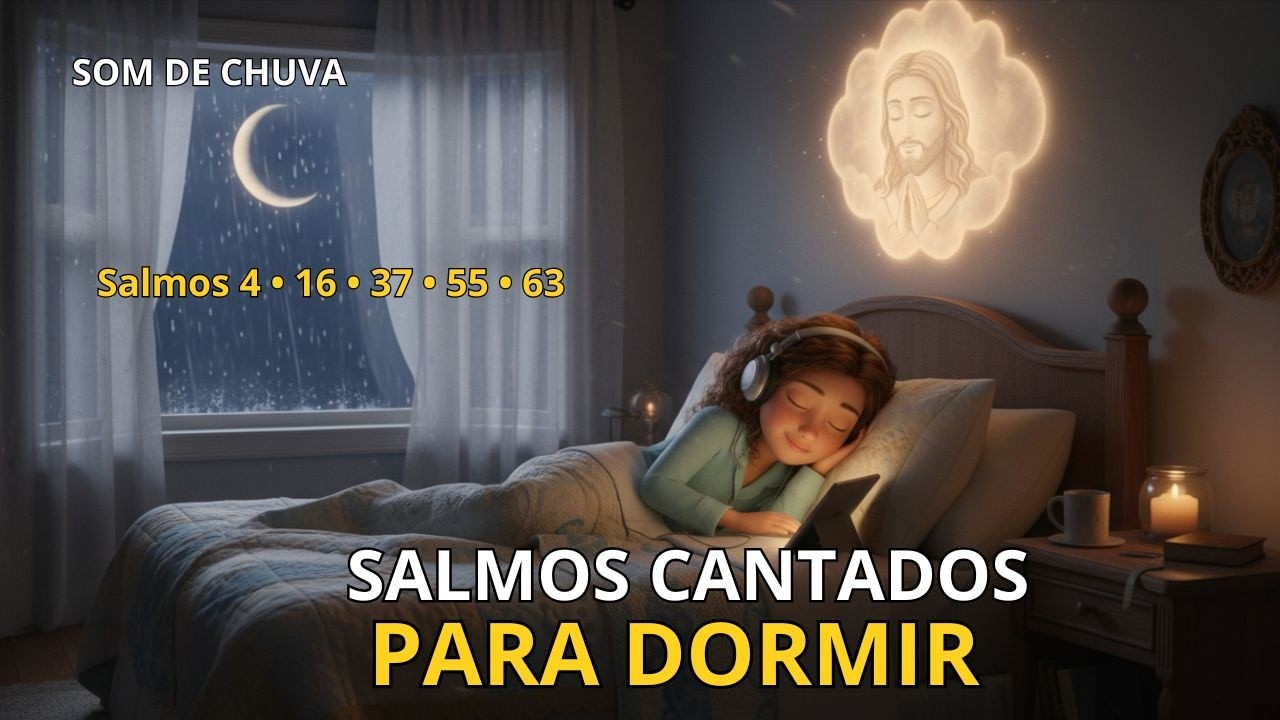 SALMOS PARA DORMIR COM SOM DE CHUVA 🌙 Salmos 4, 16, 37, 55, 63 | Música Cristã para Dormir em Paz