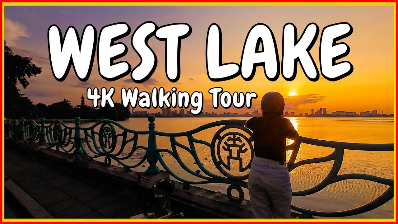 Hanoi&rsquo;s largest natural lake during sunset | Walking tour 4K HDR