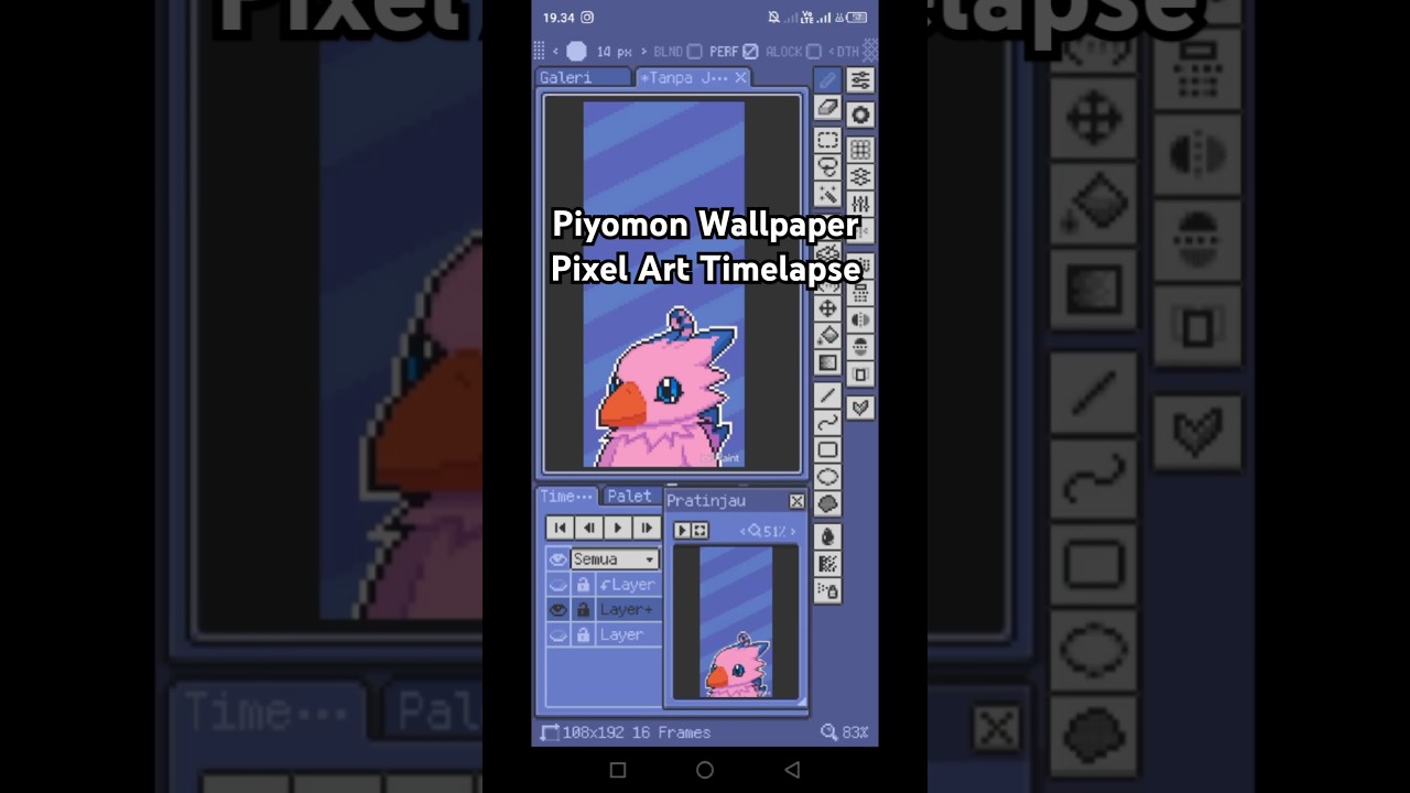 Piyomon - Digimon Adventure | Pixel Art w/ ibisPaint & Resprite #pixelart #digimon #piyomon  #anime
