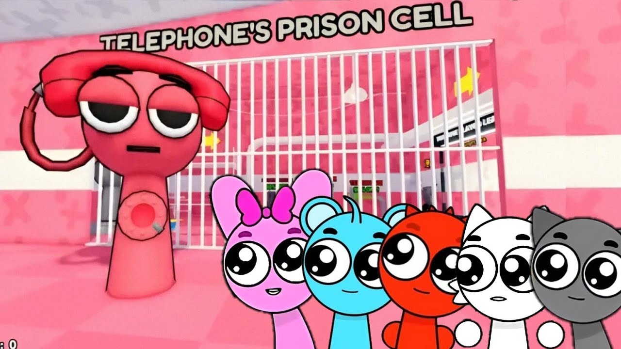 Sprunki Baby Pinki, Sky, Raddy, Wenda & Gray Played Telephone Sprunki's Prison Escape Obby in ROBLOX