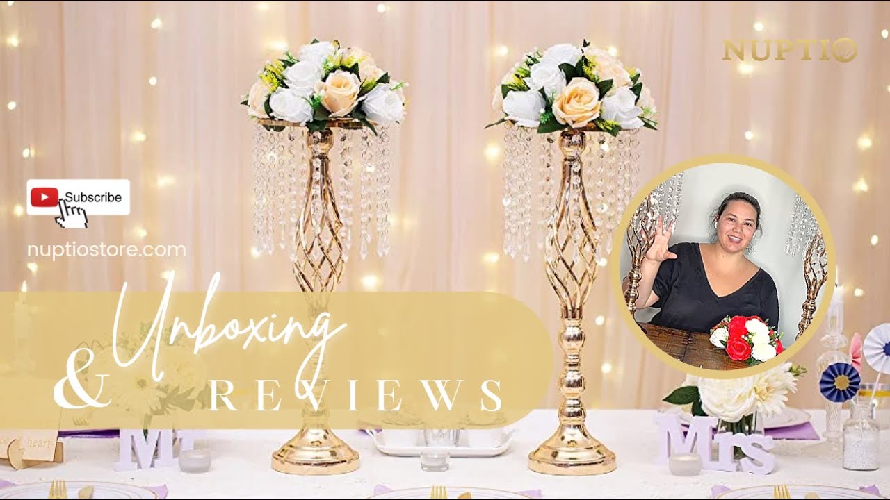 📦 NUPTIO UNBOXING |  Gorgeous Tall Crystal Flower Stand Wedding Centerpieces | Assembling