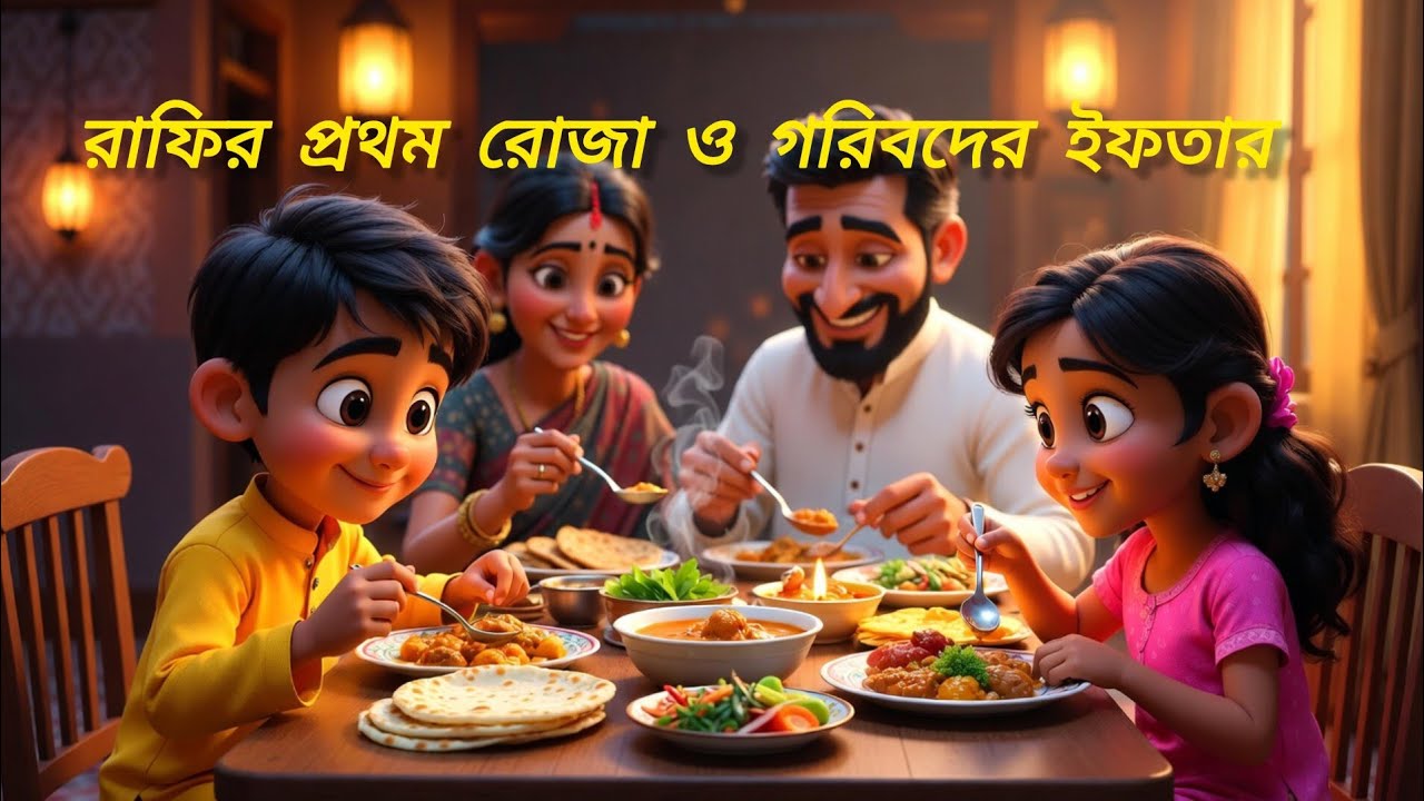 রমজানের শিক্ষা: রাফির প্রথম রোজা ও গরিবদের ইফতার | Bangla Islamic Cartoon