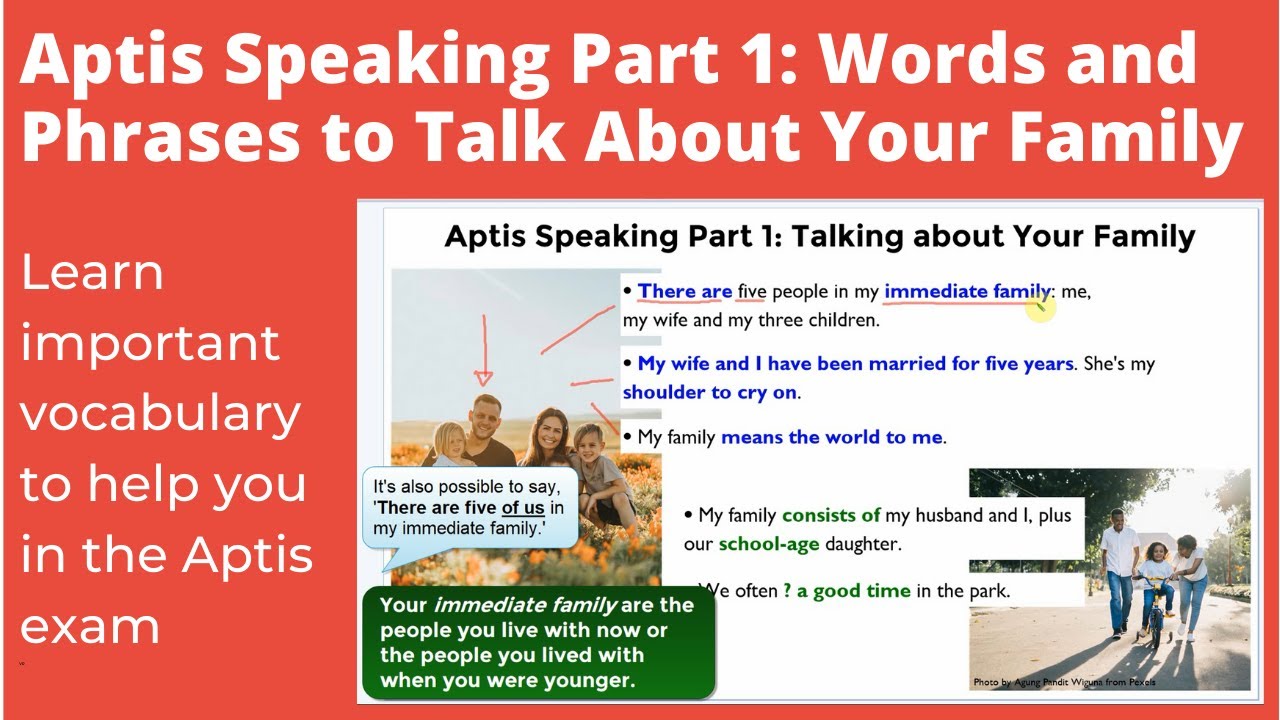 APTIS: Speaking Part 1 - Words and Phrases to Talk about Your Family