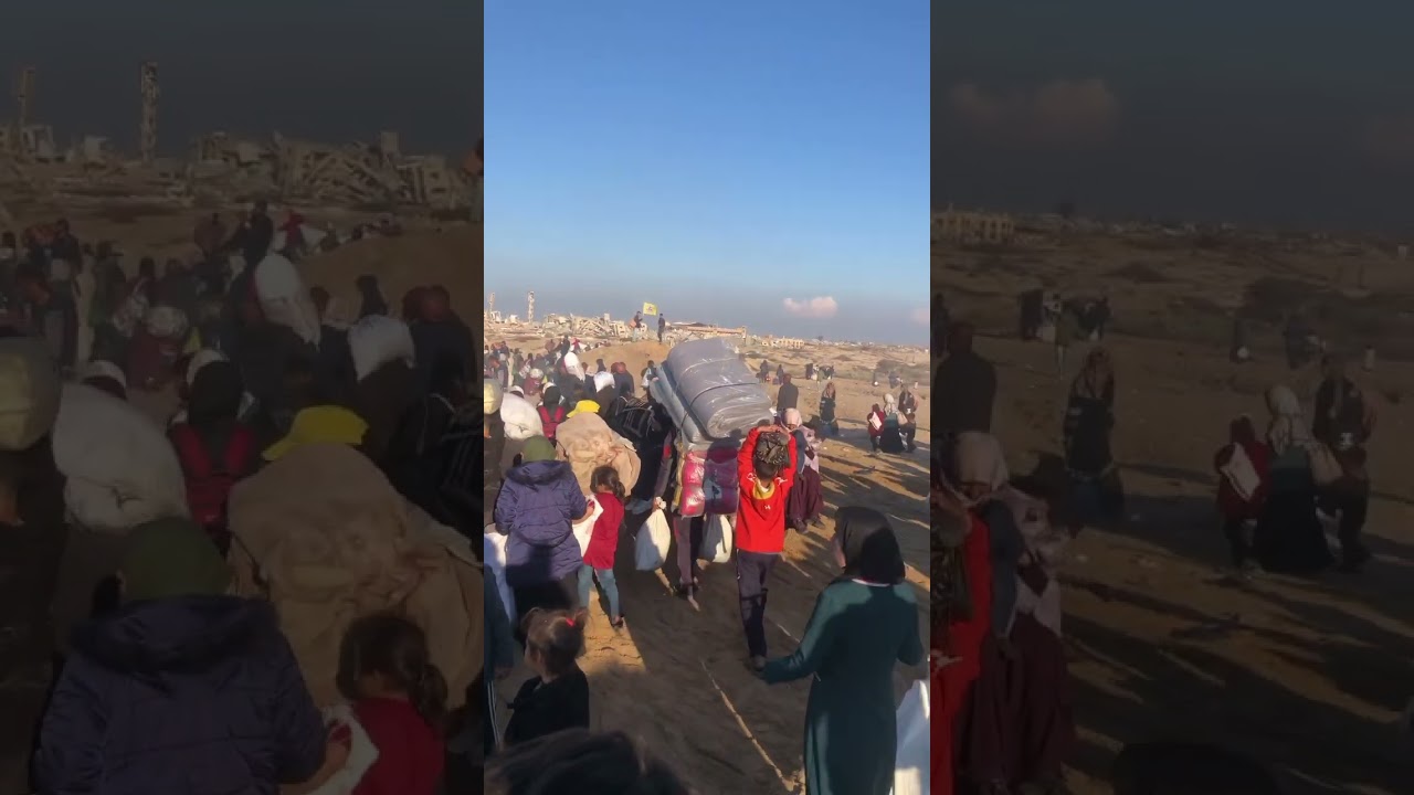 Displaced people back to the north , 27 jan 2025 📍Gaza #displacement #palestine #travel #explore