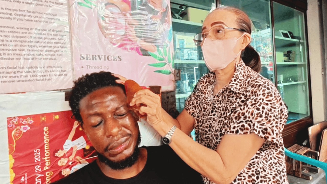 💆‍♂️ ASMR Thai Street Massage with Gua Sha & Facial Threading – Chinatown Bangkok 🇹🇭