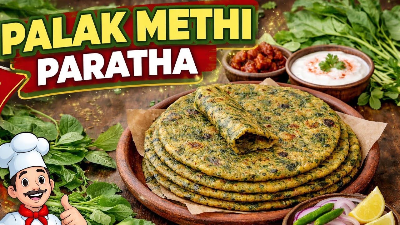 बच्चों के लिए पौष्टिक पालक मेथी पराठा.Healthy Palak Methi Paratha Recipe