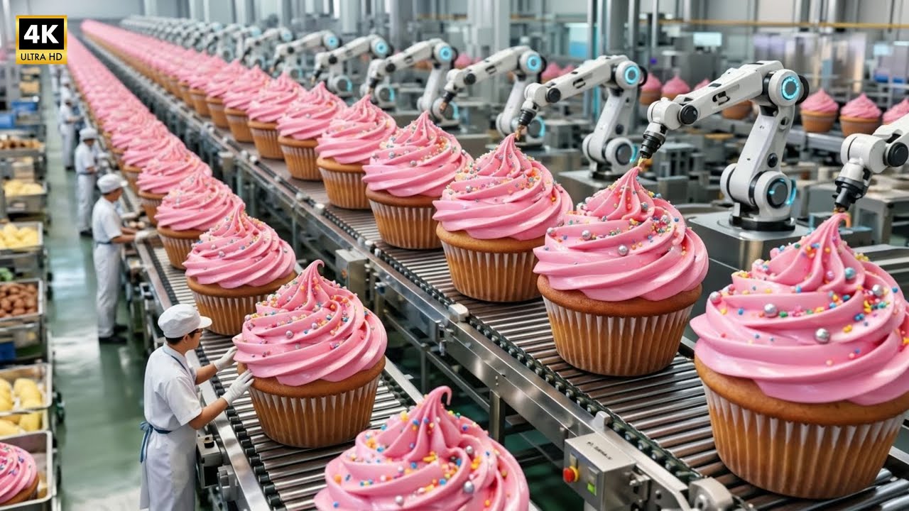 Inside a Modern Cupcake Factory: From Raw Ingredients to Perfect Frosted Cupcakes (Full Process)