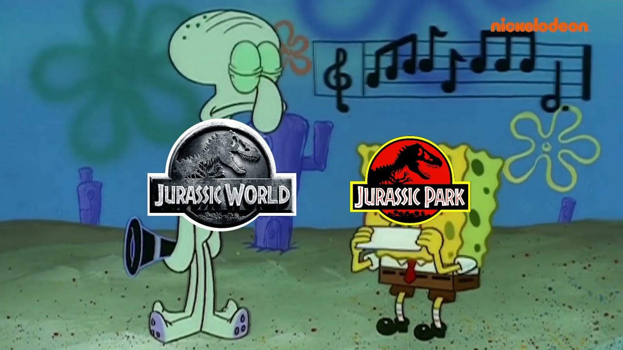 Notas falsas Jurassic Park Bob esponja meme.