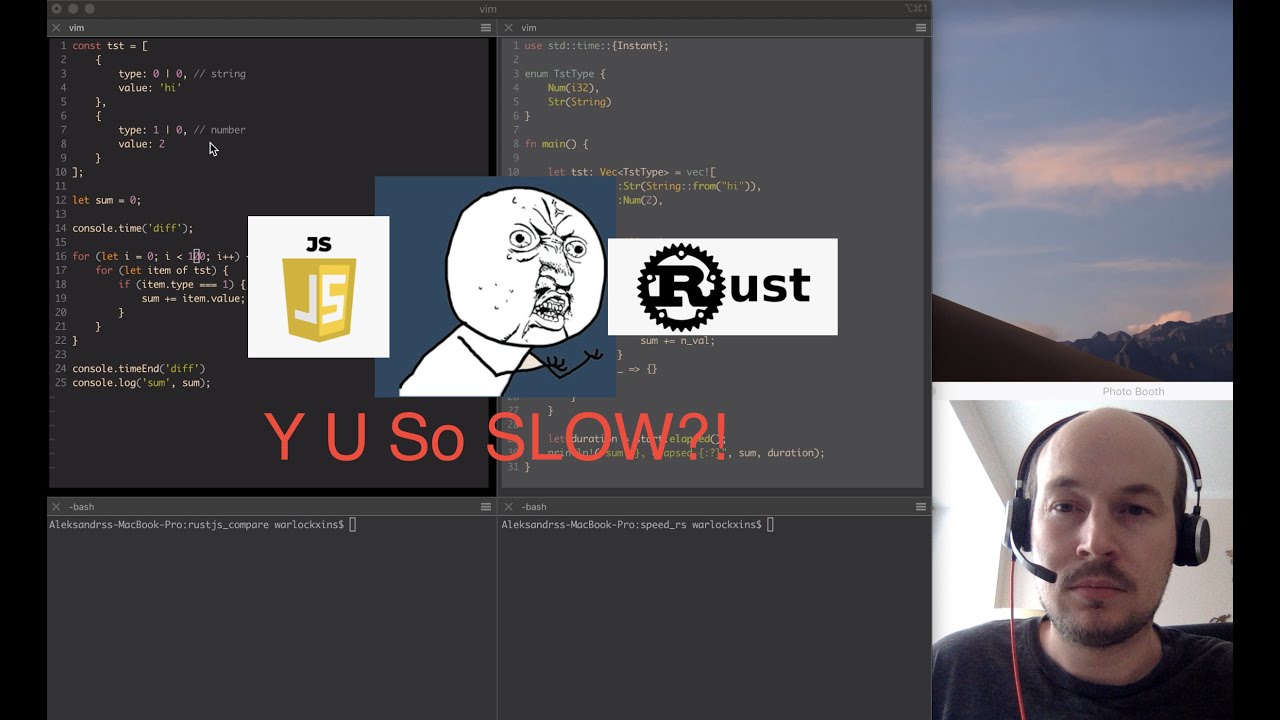 Comparing Javascript & Rust speeds. Exploring ...