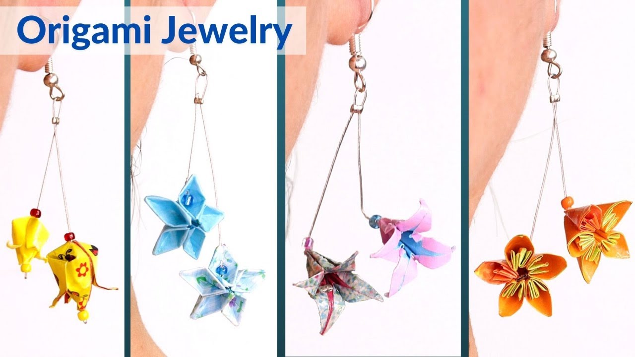 Origami Earrings - How to Make Origami Earrings - Origami paper Earrings Tutorial