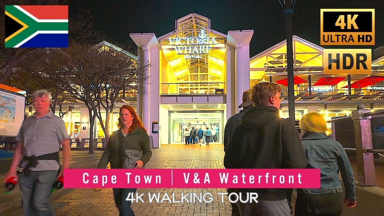 Кейптаун V&A Waterfront Получасовая ночная прогулка в Южной Африке | 2024 Весна | 4K HDR 60fps