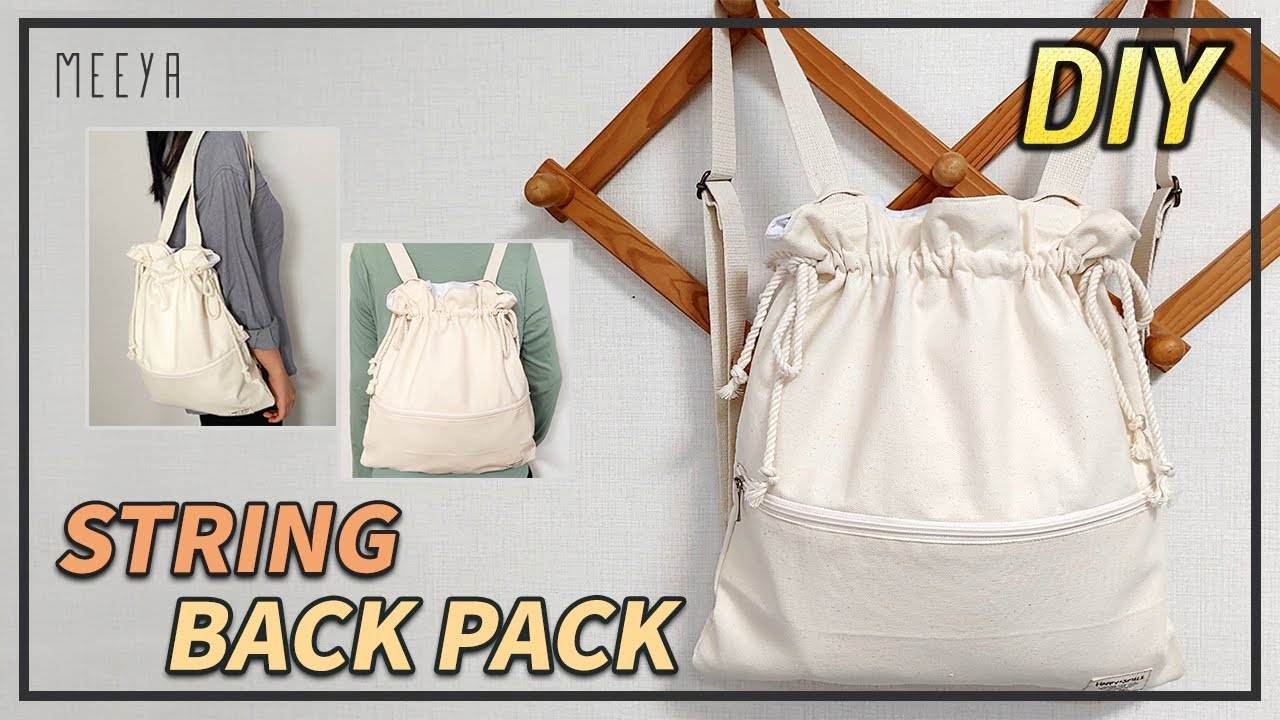 DIY|백팩 만들기|스트링 백|Drawstring bag|Back Pack|2way|bucket bag|심지없는| 숄더로가능|에코백|천가방|복주머니|버킷백|끈|ストリングバックパック
