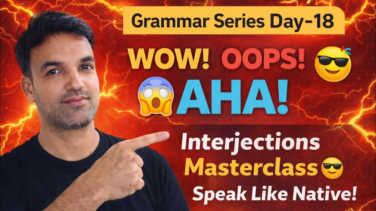 Learn Interjections in English | Explained All words  (Grammar Series Day-18)@PGEnglishStudio 