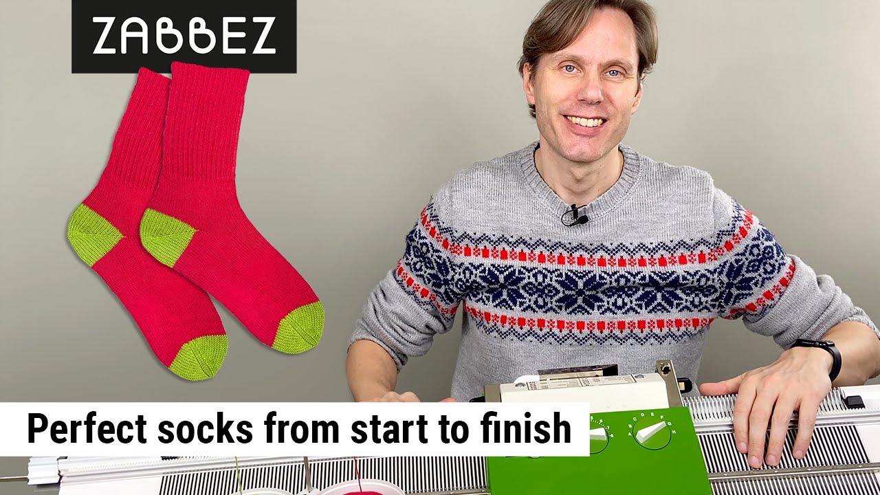 Вязание носков на двухфонтурной вязальной машине / Passap Duomatic 80