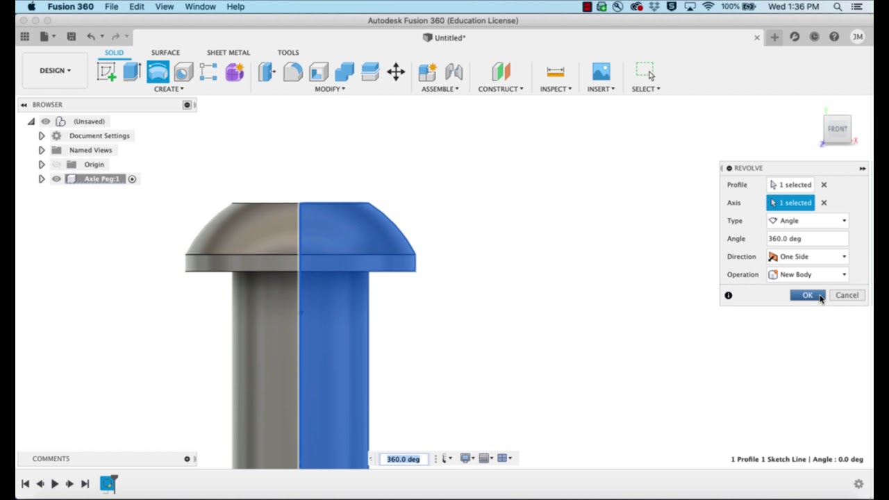 Train Axle Peg Autodesk Fusion