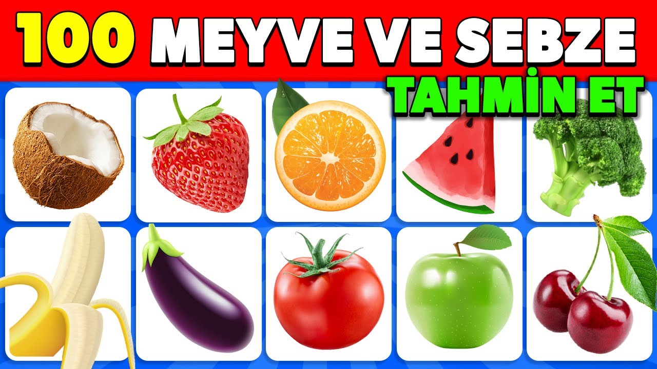 Meyve Sebzeleri 3 Saniyede Tahmin Edin 🍎🥑🍍