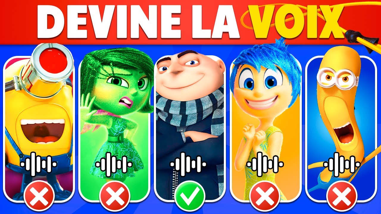 Devine les personnages de VICE-VERSA et MOI, MOCHE ET MÉCHANT par leur voix...! 🍌🤓🔊
