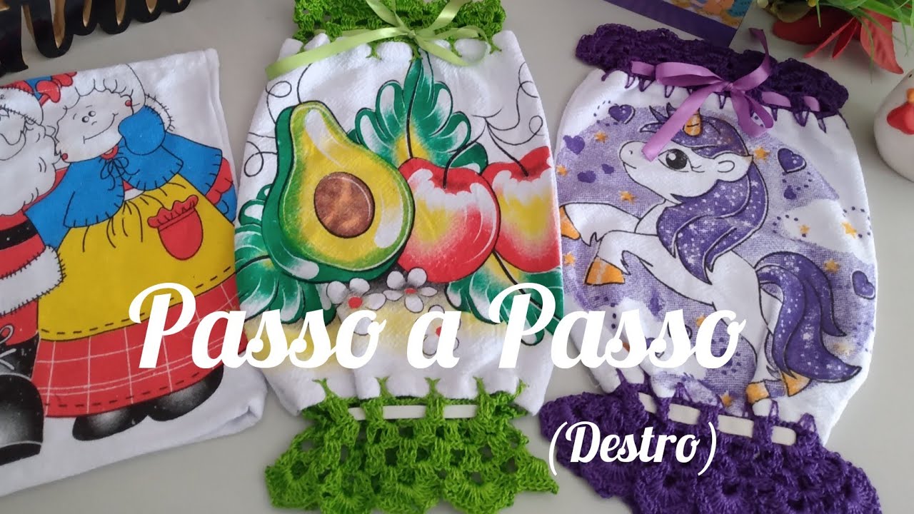 PUXA SACO  FEITO COM PANO DE PRATO E CROCHÊ PASSO A PASSO(Destro)