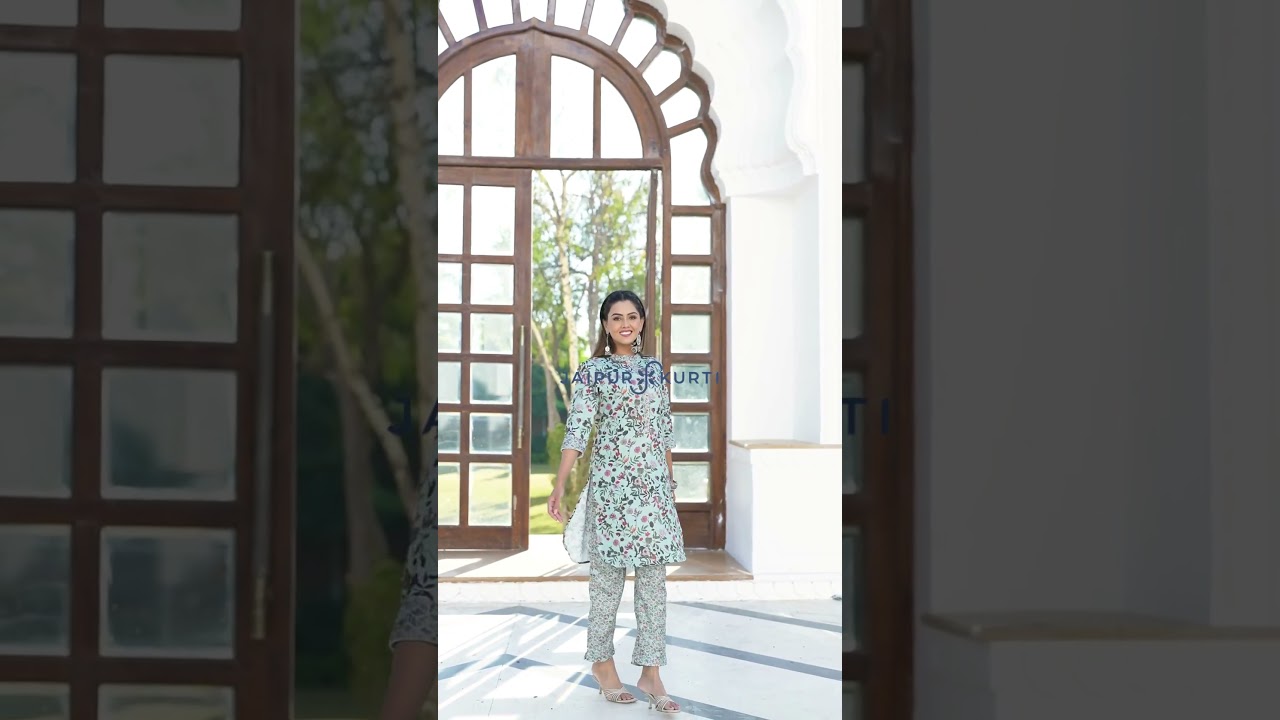 Floral Printed Green Embellished Co-ord Set | Designer Co-ord Sets | Jaipur Kurta Set Collection