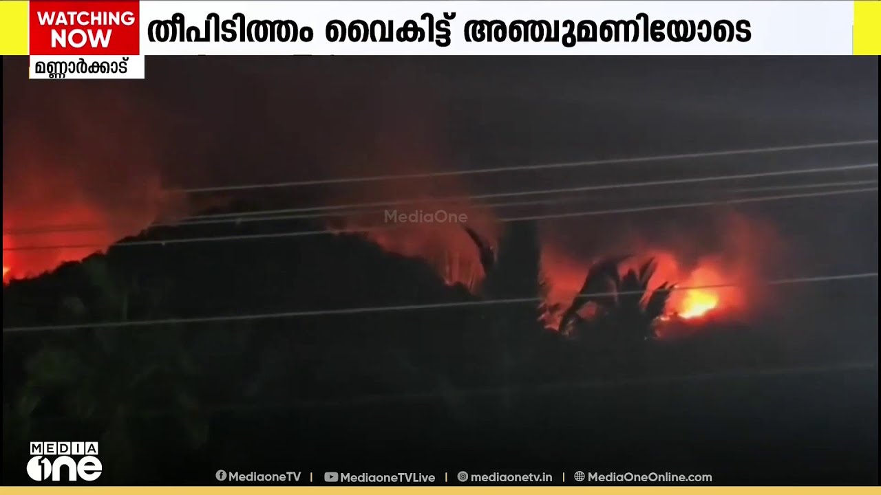 പാലക്കാട് മണ്ണാർക്കാട് കാഞ്ഞിരപ്പുഴ മങ്കട മലയിൽ വൻ തീപിടിത്തം