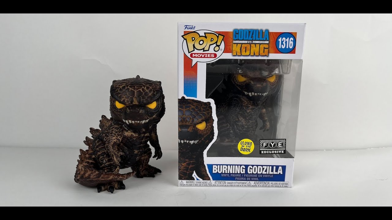 Burning Godzilla Funko Pop Review - FYE Exclusive, Glow in the Dark - Godzilla Vs Kong