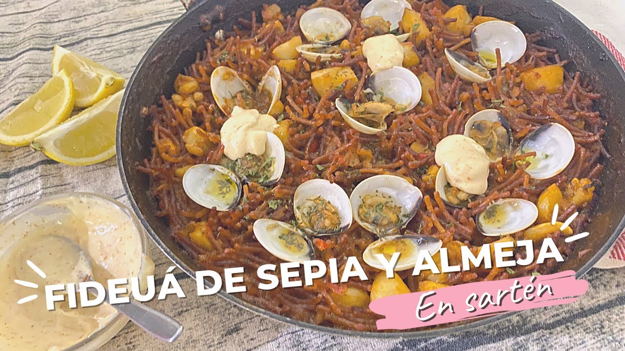 Fideuá de sepia y almejas // En sartén // receta fácil // cocinaconmigobien
