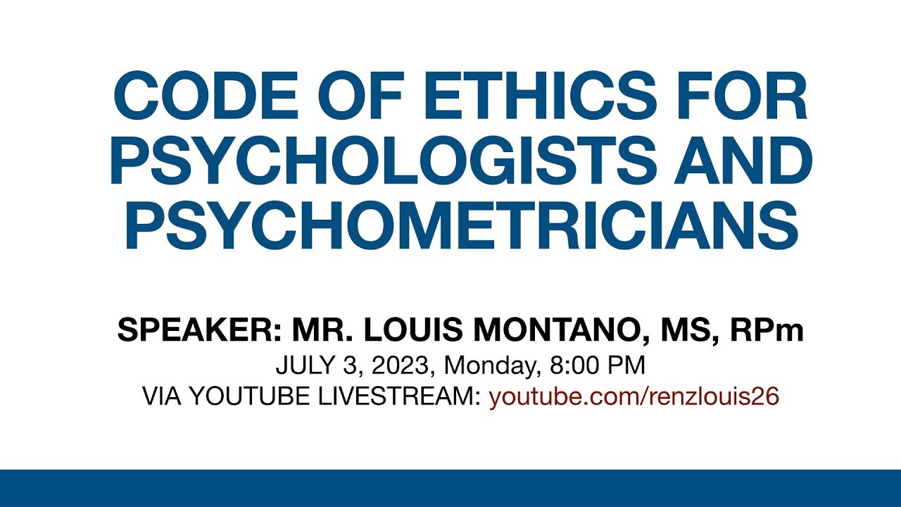 Code of Ethics for Psychologists and Psychometricians